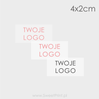 PRZEZROCZYSTE naklejki z logo  4x2 cm 