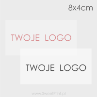 PRZEZROCZYSTE naklejki z logo 8x4 cm