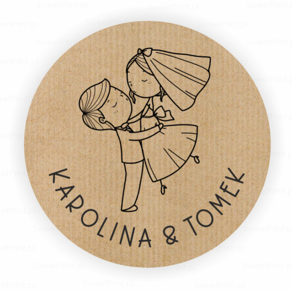 Personalizowane naklejki kraft z motywem Pary Młodej - SweetPrint.pl