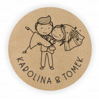 Personalizowane naklejki ślubne kraft  MŁODA PARA