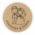 Personalizowane naklejki kraft z motywem Pary Młodej - SweetPrint.pl