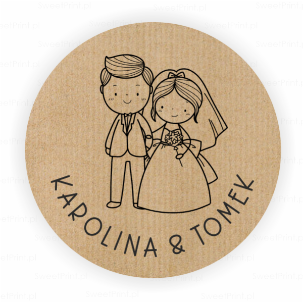 Personalizowane naklejki kraft z motywem Pary Młodej - SweetPrint.pl