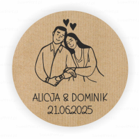 Personalizowane naklejki ślubne kraft  ZAKOCHANI