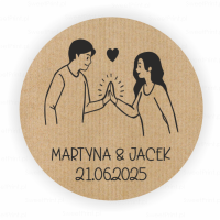 Personalizowane naklejki ślubne kraft  ZAKOCHANI  