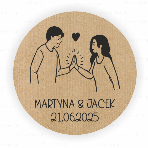 Personalizowane naklejki ślubne z papieru kraft - SweetPrint.pl