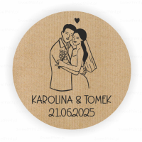 Personalizowane naklejki ślubne kraft  ZAKOCHANI 