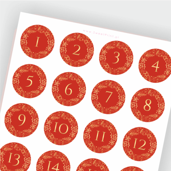 Eleganckie naklejki adwentowe - cyfry - SweetPrint.pl
