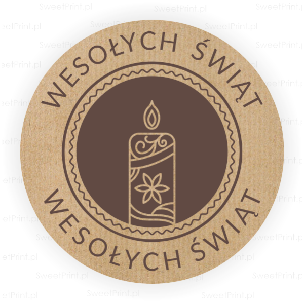 Naklejki z papieru kraft z napisem Wesołych Świąt - SweetPrint.pl