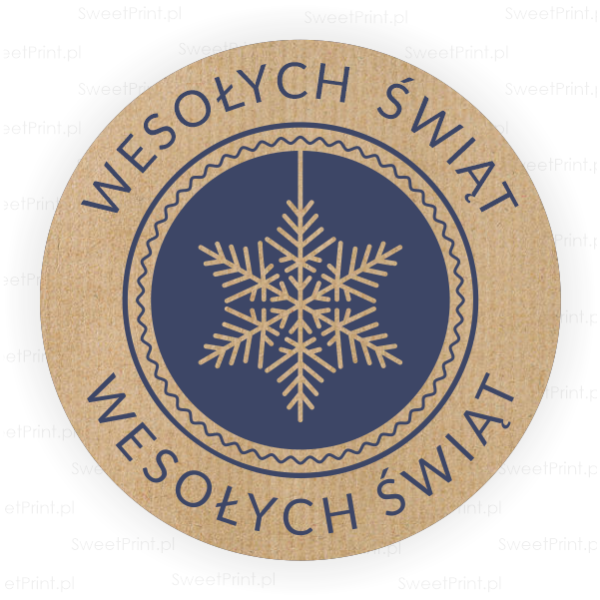 Naklejki z papieru kraft z napisem Wesołych Świąt - SweetPrint.pl
