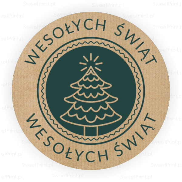 Naklejki z papieru kraft z napisem Wesołych Świąt - SweetPrint.pl