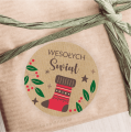 Naklejki z papieru kraft z napisem Wesołych Świąt - SweetPrint.pl