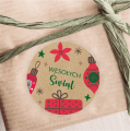 Naklejki z papieru kraft z napisem Wesołych Świąt - SweetPrint.pl