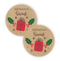 Naklejki z papieru kraft z napisem Wesołych Świąt - SweetPrint.pl
