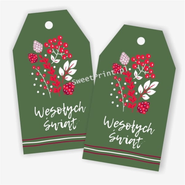 świąteczne zawieszki GREEN CHRISTMAS - zielone PDF do druku