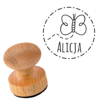 Pieczątka z imieniem MOTYLEK + poduszka z tuszem