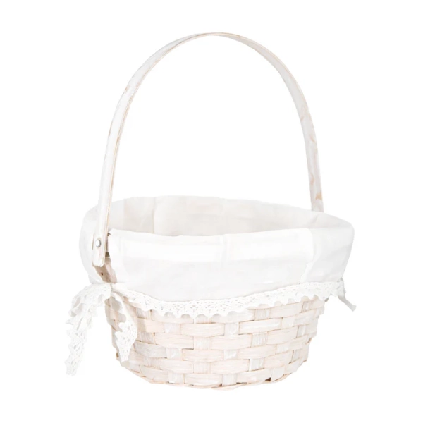 kosz bambusowy, biały koszyczek  - SweetPrint.pl