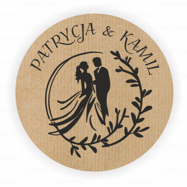 Personalizowane naklejki kraft z motywem Pary Młodej - SweetPrint.pl