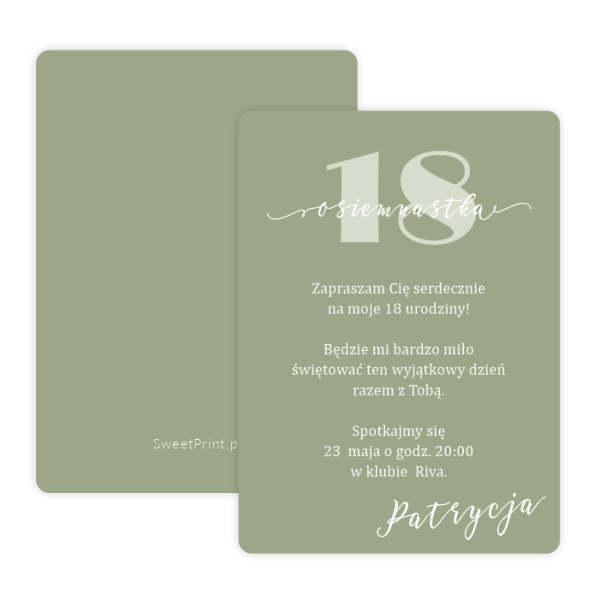 zaproszenia na 18 urodziny - SweetPrint.pl