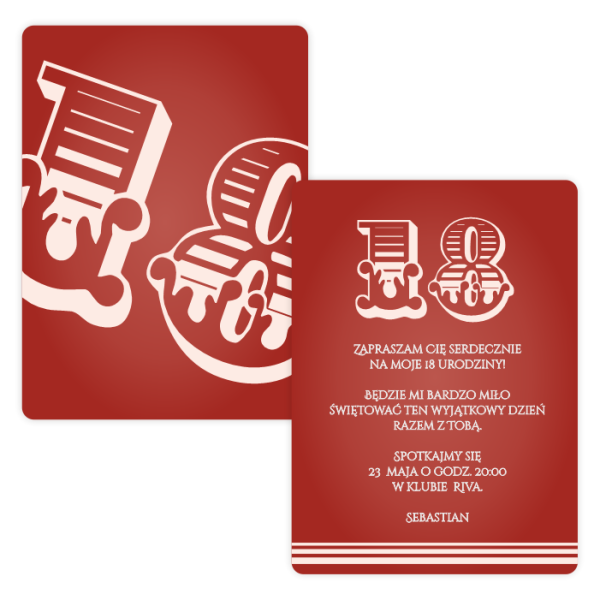 zaproszenia na 18 personalizowane - SweetPrint.pl