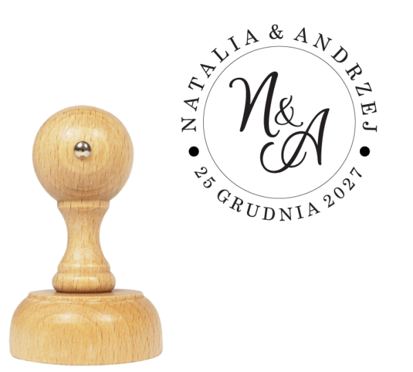 Personalizowany stempel ślubny z inicjałami - SweetPrint.pl