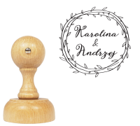 Personalizowany stempel ślubny z wiankiem