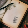 Stempel exlibris OTWARTA KSIĄŻKA I KWIATY – odbicie wzoru