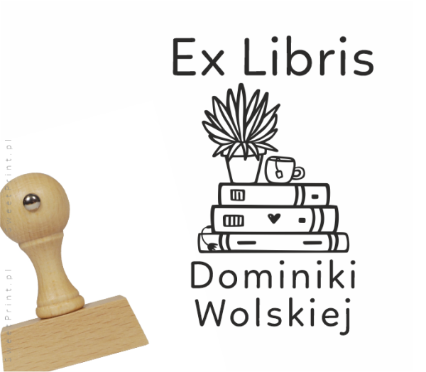 Stempel exlibris KSIĄŻKI I HERBATA – drewniany, personalizowany