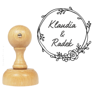 Personalizowany stempel ślubny WIANEK Z KWIATKAMI