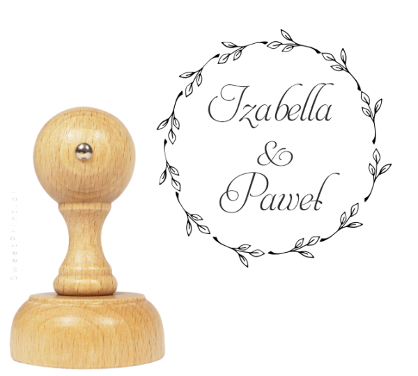 Personalizowany stempel ślubny z wiankiem - SweetPrint.pl