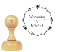 Personalizowany stempel ślubny WIANEK Z DMUCHAWCEM