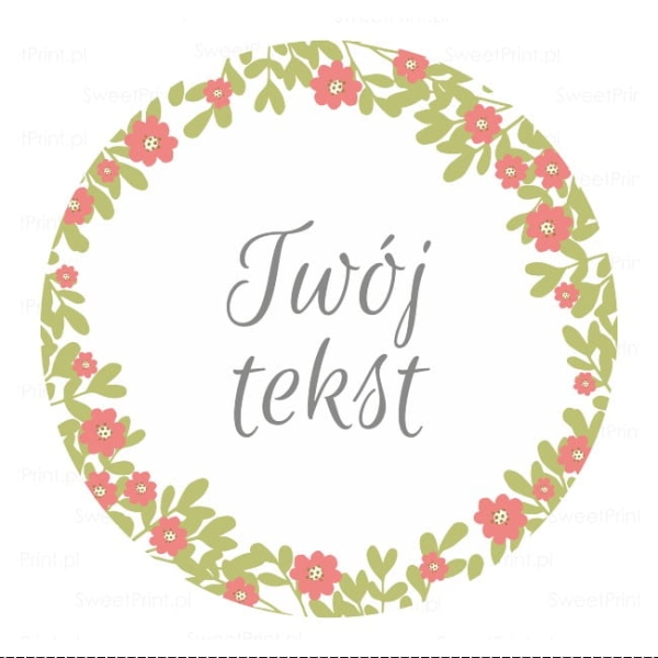 personalizowane naklejki z kwiatową ramką - SweetPrint.pl