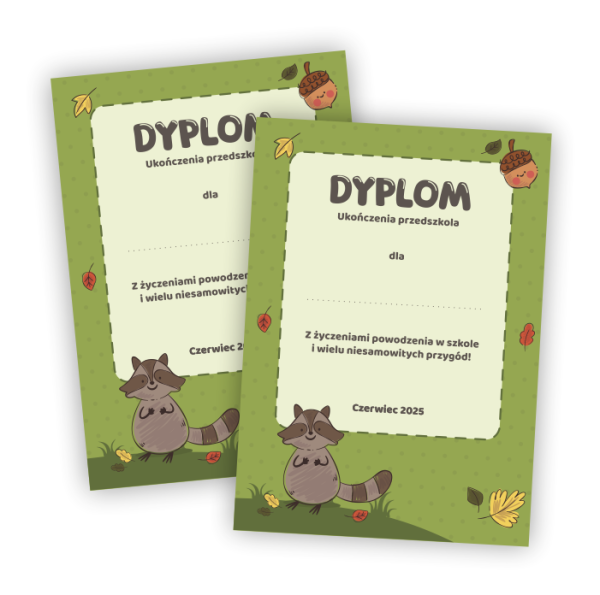 Dyplom LEŚNE ZWIERZAKI - SZOP - SweetPrint.pl
