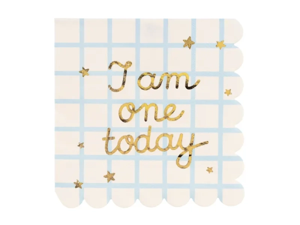 Papierowe serwetki na roczek z napisem "I am one today" - SweetPrint.pl