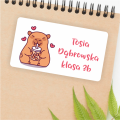Personalizowane naklejki szkolne na podręczniki i  zeszyty /  z kapibarą - SweetPrint.pl