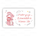 Personalizowane naklejki szkolne na podręczniki i  zeszyty /  z zającem - SweetPrint.pl