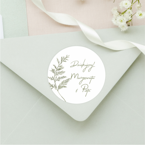 Personalizowane naklejki ślubne z asparagusem - SweetPrint.pl