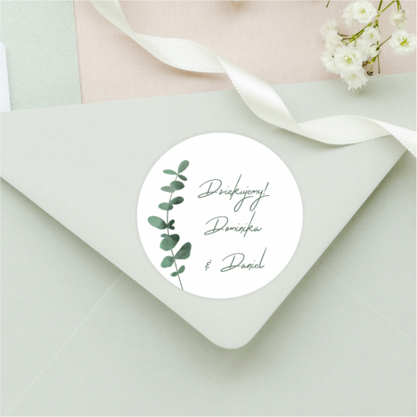 Personalizowane naklejki ślubne z eukaliptusem - SweetPrint.pl