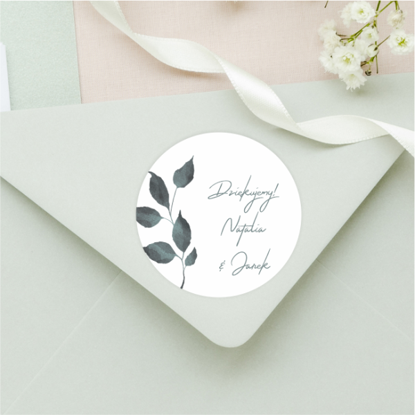 Personalizowane naklejki ślubne z gałązką - SweetPrint.pl