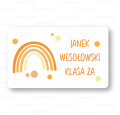Naklejki szkolne  z imieniem i nazwiskiem - na podręczniki i  zeszyty - naklejki z tęczą  - SweetPrint.pl