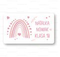 Naklejki szkolne  z imieniem i nazwiskiem - na podręczniki i  zeszyty - naklejki z tęczą  - SweetPrint.pl