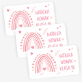 Naklejki szkolne  z imieniem i nazwiskiem - na podręczniki i  zeszyty - naklejki z tęczą  - SweetPrint.pl