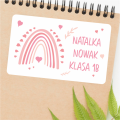 Naklejki szkolne  z imieniem i nazwiskiem - na podręczniki i  zeszyty - naklejki z tęczą  - SweetPrint.pl