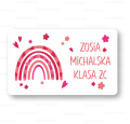 Naklejki szkolne  z imieniem i nazwiskiem - na podręczniki i  zeszyty - naklejki z tęczą  - SweetPrint.pl