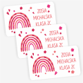 Naklejki szkolne  z imieniem i nazwiskiem - na podręczniki i  zeszyty - naklejki z tęczą  - SweetPrint.pl