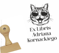 Stempel exlibris z kotem wzór 2 – drewniany, personalizowany