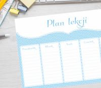 Plan lekcji do wydrukowania - PASTEL RETRO BLUE