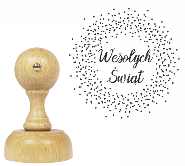 stempel z napisem wesołych świąt i konfetti - SweetPrint.pl