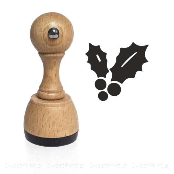 drewniany stempel do ceramiki i mydła z wzorem w kształcie gałązki ostrokrzewu - SweetPrint.pl