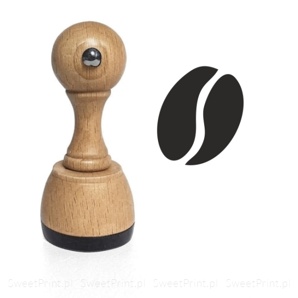 drewniany stempel do ceramiki i mydła z wzorem w kształcie ziarna kawy - SweetPrint.pl