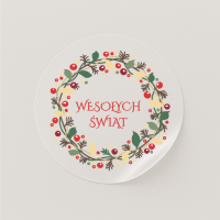 Naklejki świąteczne przezroczyste z wiankiem - Wesołych Świąt